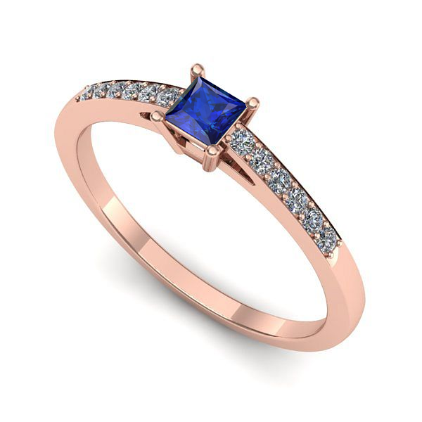 Inel logodna din aur roz cu safir