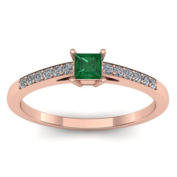 Inel de logodna cu smarald patrat