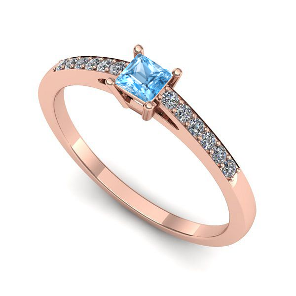 Inel logodna din aur roz cu topaz blue