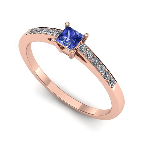 Inel din aur roz cu tanzanit