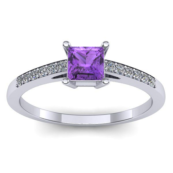 Inel cu ametist patrat