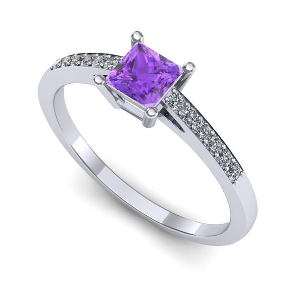 Inel de logodna din aur alb cu ametist