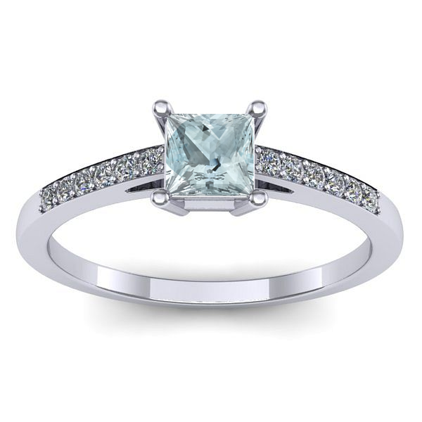 Inel cu aquamarin patrat