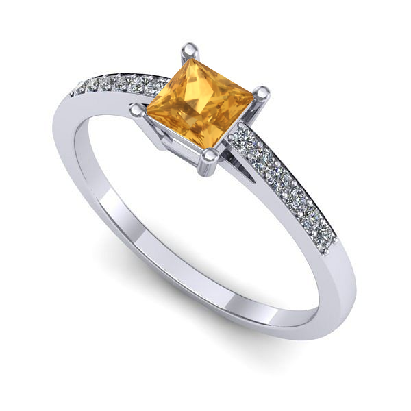 Inel de logodna din aur alb cu citrin