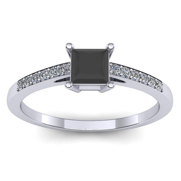 Inel logodna cu diamant negru patrat