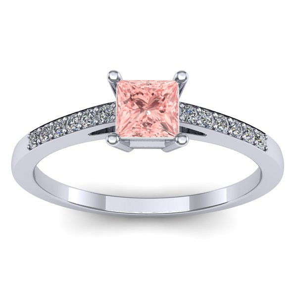 Inel de logodna cu diamant de laborator roz patrat