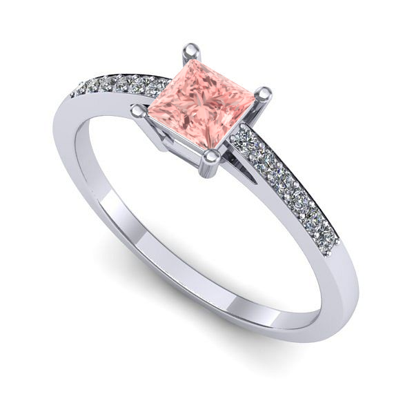 Inel din aur alb cu diamant de laborator roz