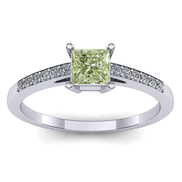 Inel de logodna cu diamant de laborator verde patrat