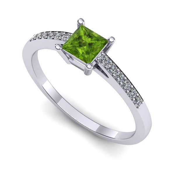 Inel din aur alb cu peridot