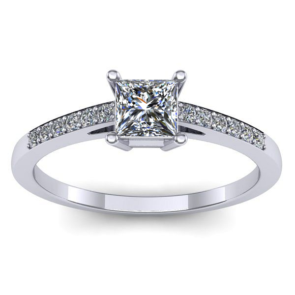 Inel de logodna cu safir alb patrat