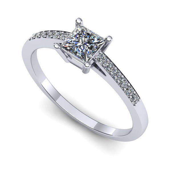 Inel de logodna din aur alb cu safir alb