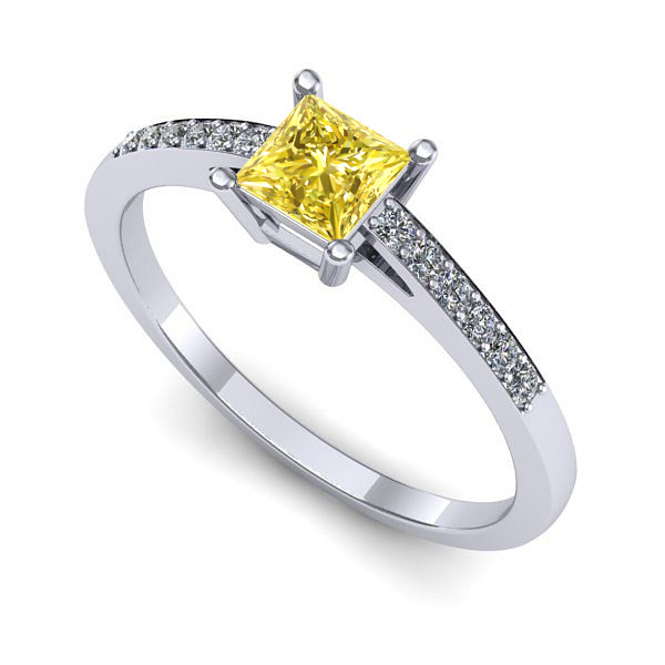 Inel logodna din aur alb cu safir galben