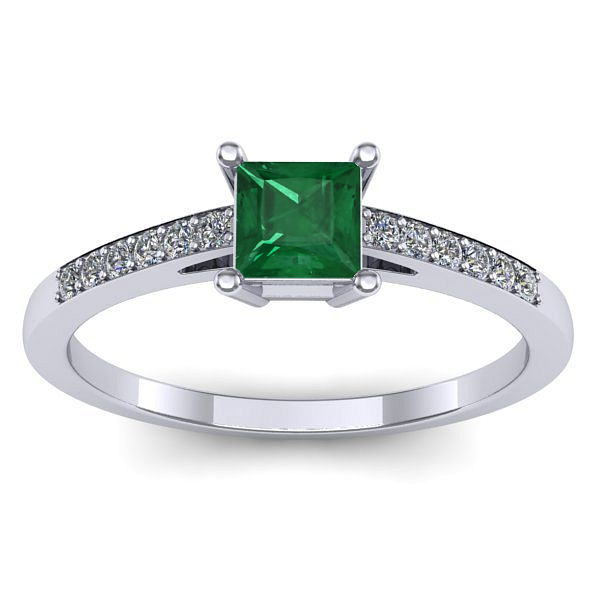 Inel logodna cu smarald patrat