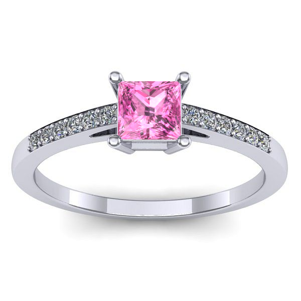 Inel cu safir roz patrat