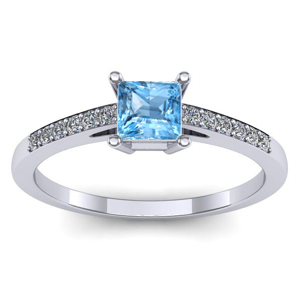 Inel logodna cu topaz blue patrat
