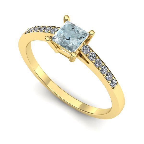 Inel din aur galben cu aquamarin