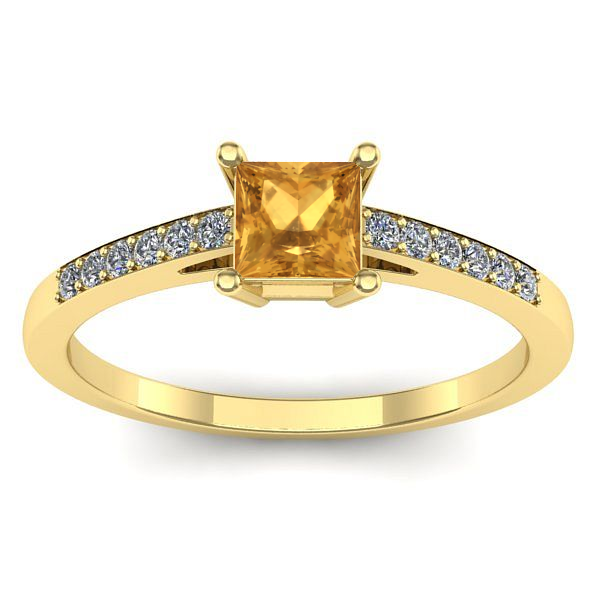 Inel cu citrin patrat