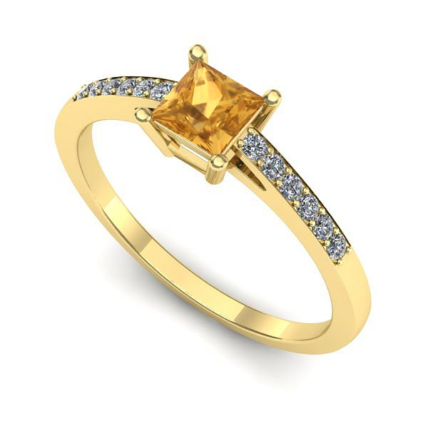 Inel din aur galben cu citrin