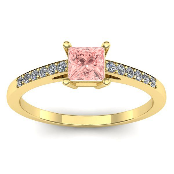 Inel de logodna cu diamant de laborator roz patrat