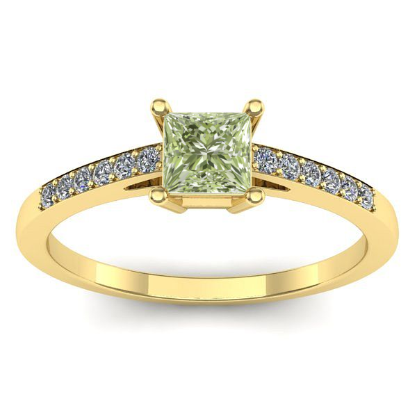 Inel cu diamant de laborator verde patrat