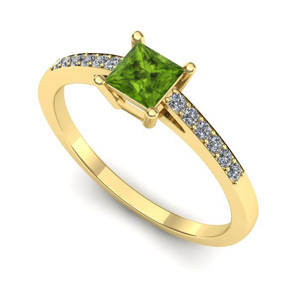 Inel logodna din aur galben cu peridot