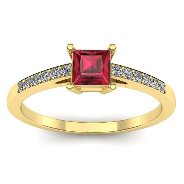 Inel cu rubin patrat