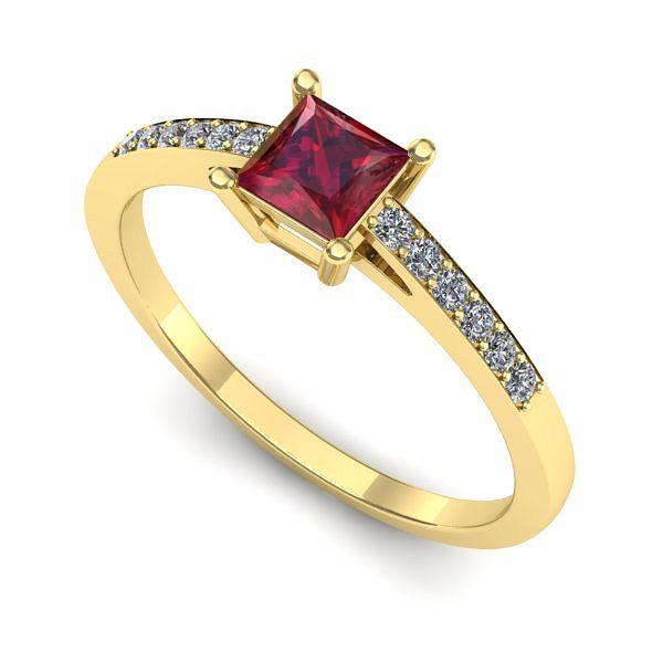 Inel logodna din aur galben cu rubin