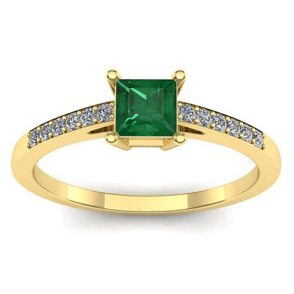 Inel cu smarald patrat