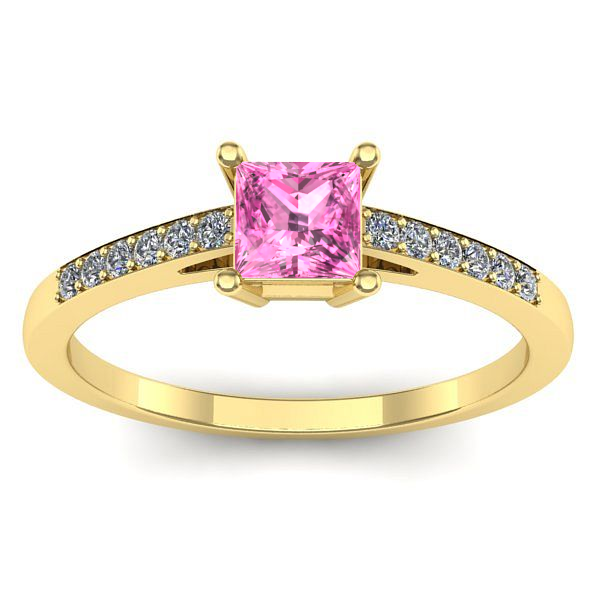 Inel logodna cu safir roz patrat