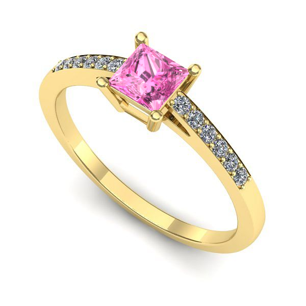 Inel din aur galben cu safir roz