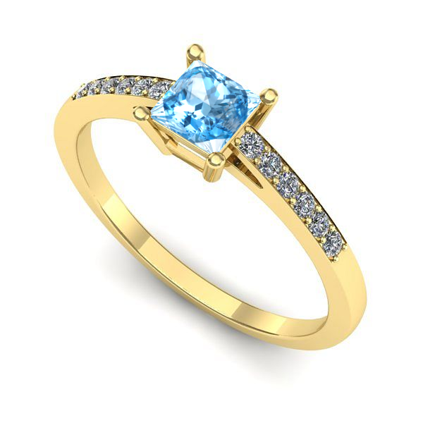 Inel de logodna din aur galben cu topaz blue