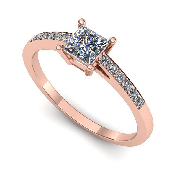 Inel de logodna din aur roz cu diamant