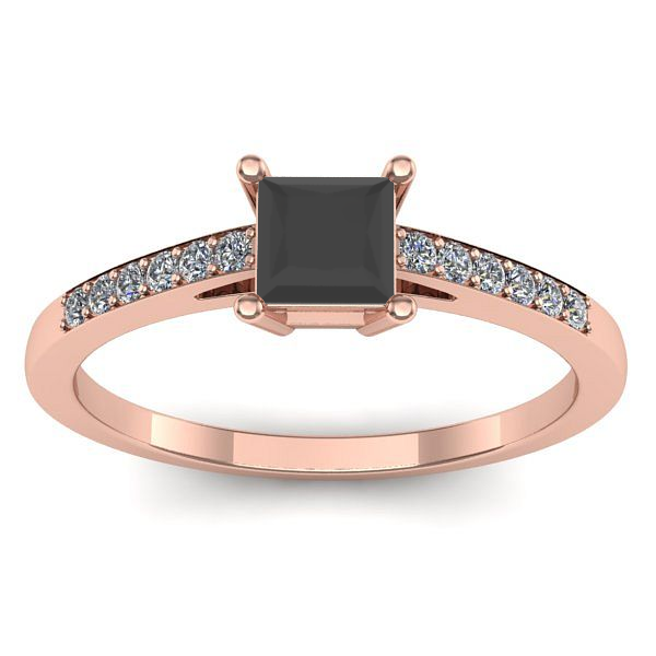 Inel de logodna cu diamant negru patrat