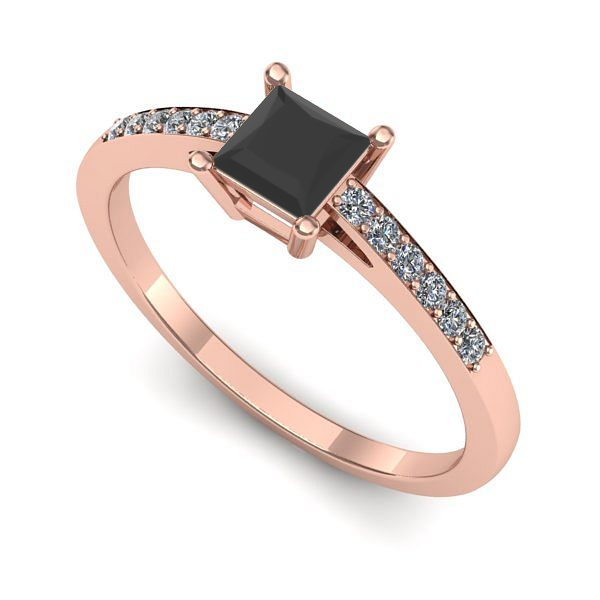 Inel logodna din aur roz cu diamant negru