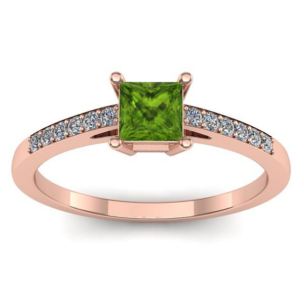 Inel de logodna cu peridot patrat