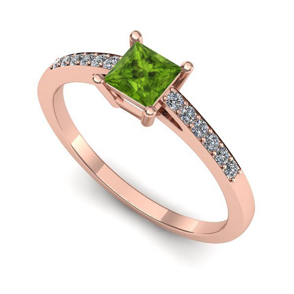 Inel de logodna din aur roz cu peridot