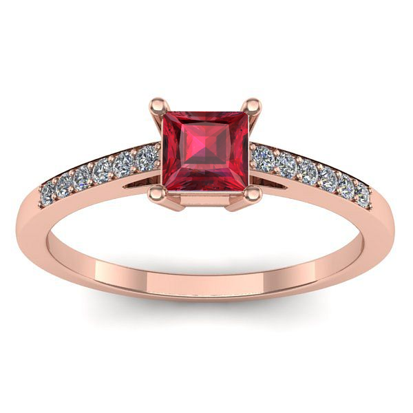 Inel cu rubin patrat