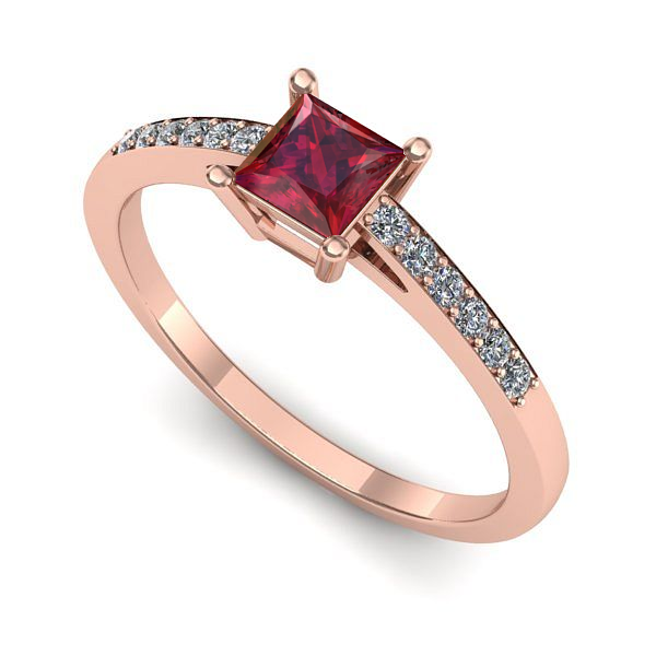 Inel logodna din aur roz cu rubin