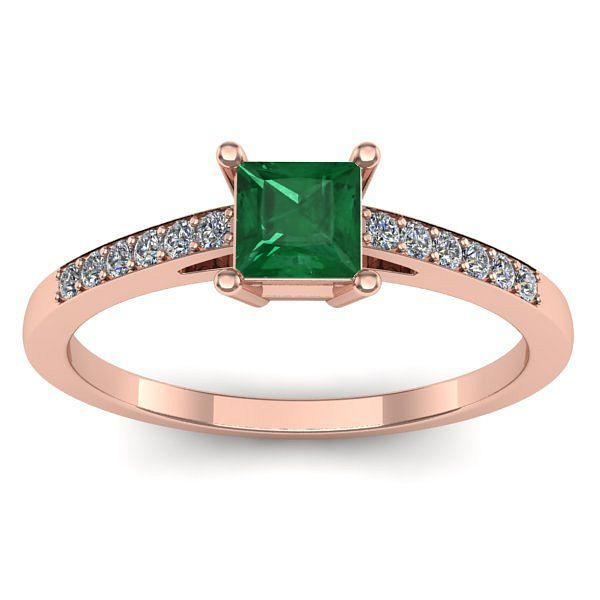 Inel cu smarald patrat