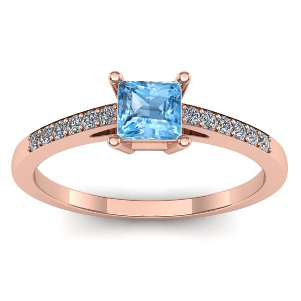 Inel logodna cu topaz blue patrat