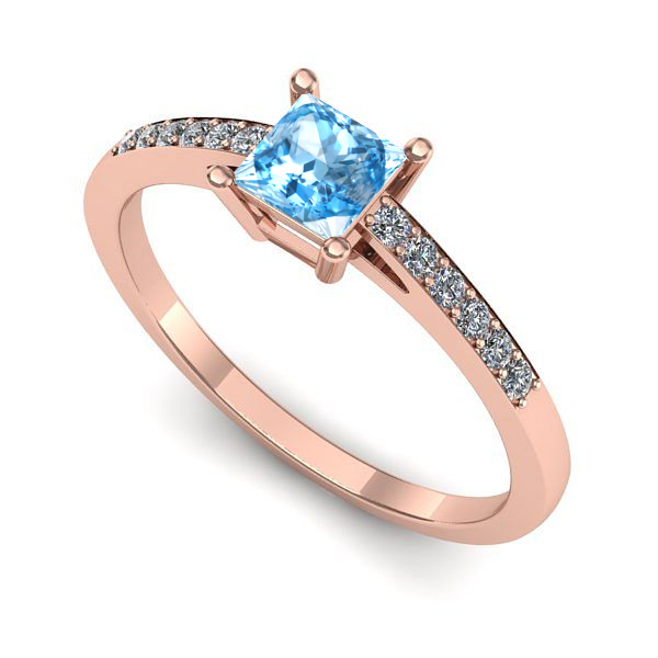 Inel din aur roz cu topaz blue