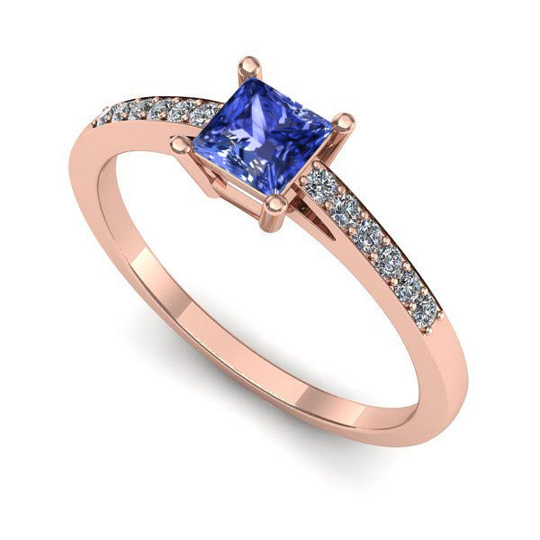Inel de logodna din aur roz cu tanzanit