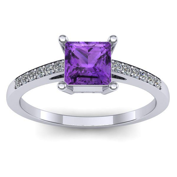 Inel logodna cu ametist patrat