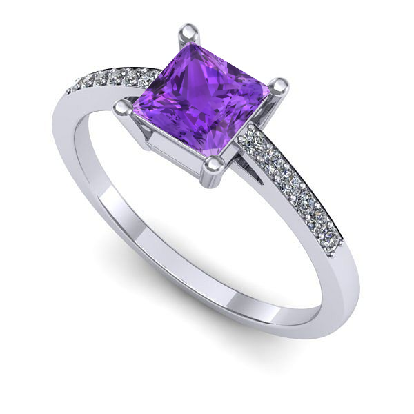 Inel din aur alb cu ametist