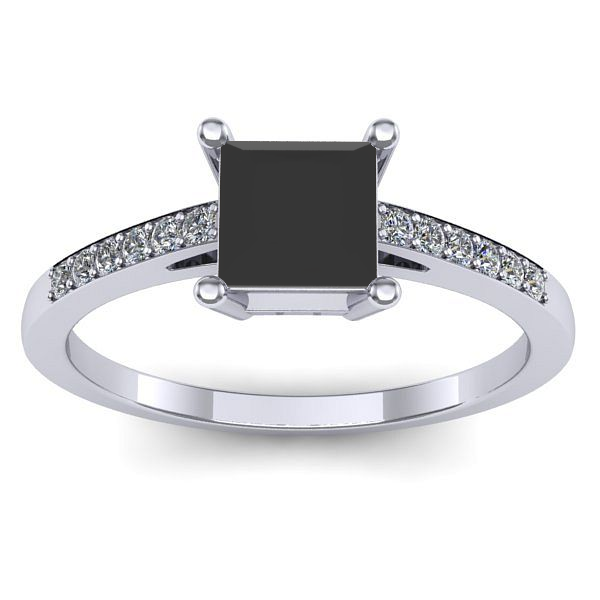 Inel de logodna cu diamant negru patrat