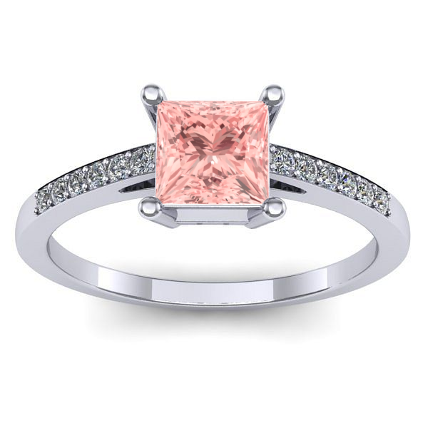 Inel de logodna cu diamant de laborator roz patrat