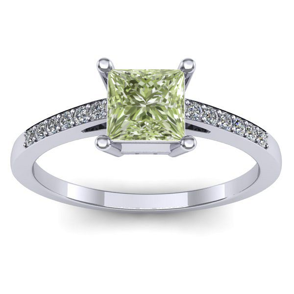 Inel de logodna cu diamant de laborator verde patrat