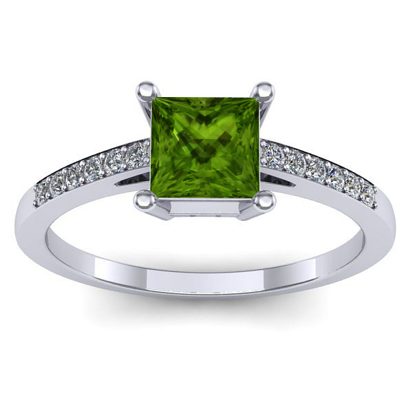 Inel de logodna cu peridot patrat