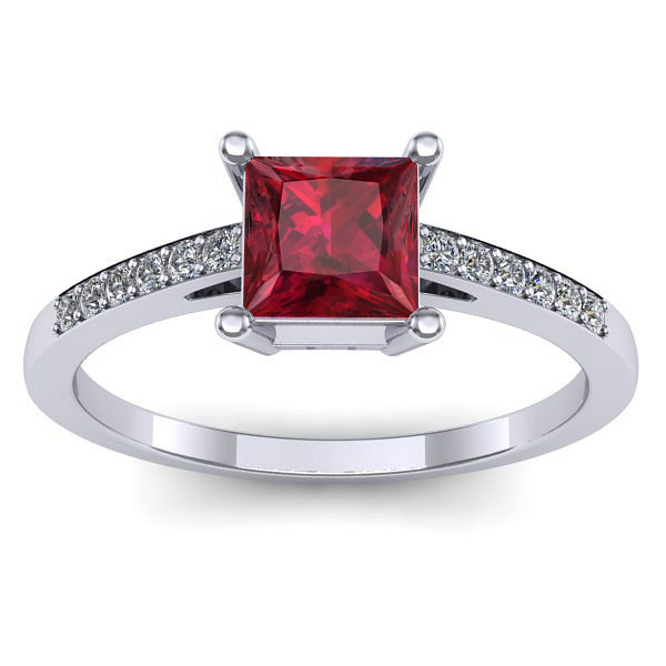 Inel de logodna cu rubin patrat