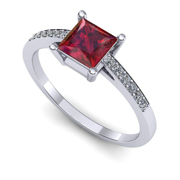 Inel logodna din aur alb cu rubin